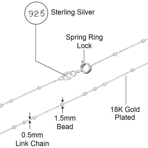 925 Sterling Silver Beaded Rosary Necklace with 18K Gold Plating, Cross & Medall - Picture 3 of 5